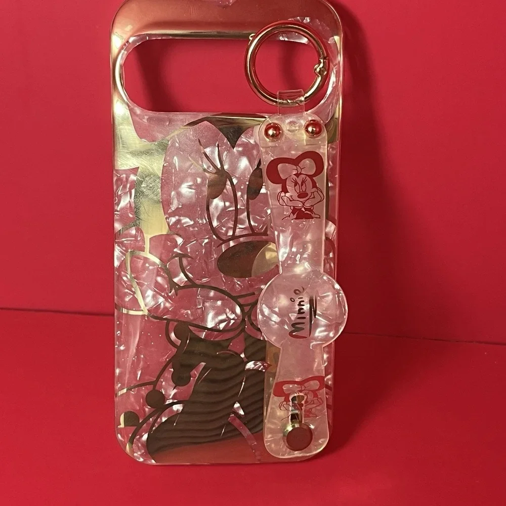 Disney Minnie Mouse Glitter Cartoon Case Gold Phone Case‎ W/strap Google Pixel 9
